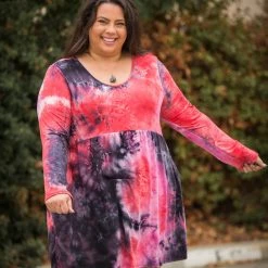 Boutique Simplified You're My Muse Dress In Black & Red Tie Dye New Arrivals