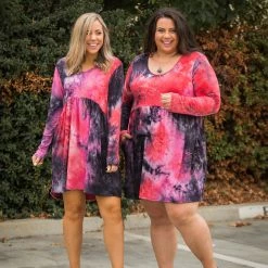 Boutique Simplified You're My Muse Dress In Black & Red Tie Dye New Arrivals