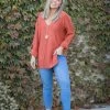 Boutique Simplified Terracotta Sweater Tunic New Arrivals