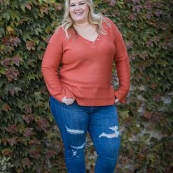 Boutique Simplified Terracotta Sweater Tunic New Arrivals