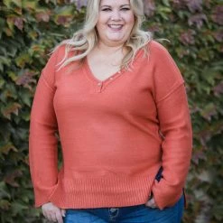 Boutique Simplified Terracotta Sweater Tunic New Arrivals