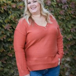 Boutique Simplified Terracotta Sweater Tunic New Arrivals