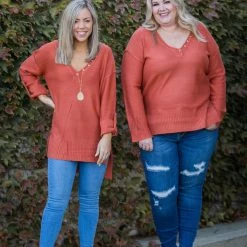 Boutique Simplified Terracotta Sweater Tunic New Arrivals