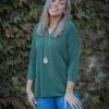 Boutique Simplified Quaint And Comfy 3/4 Sleeve Top In Olive