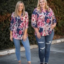 Boutique Simplified Blossoming Soul 3/4 Sleeve Top New Arrivals