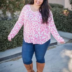 Boutique Simplified Pretty In Pink Waffle Knit Top New Arrivals