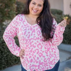 Boutique Simplified Pretty In Pink Waffle Knit Top New Arrivals