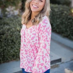 Boutique Simplified Pretty In Pink Waffle Knit Top New Arrivals