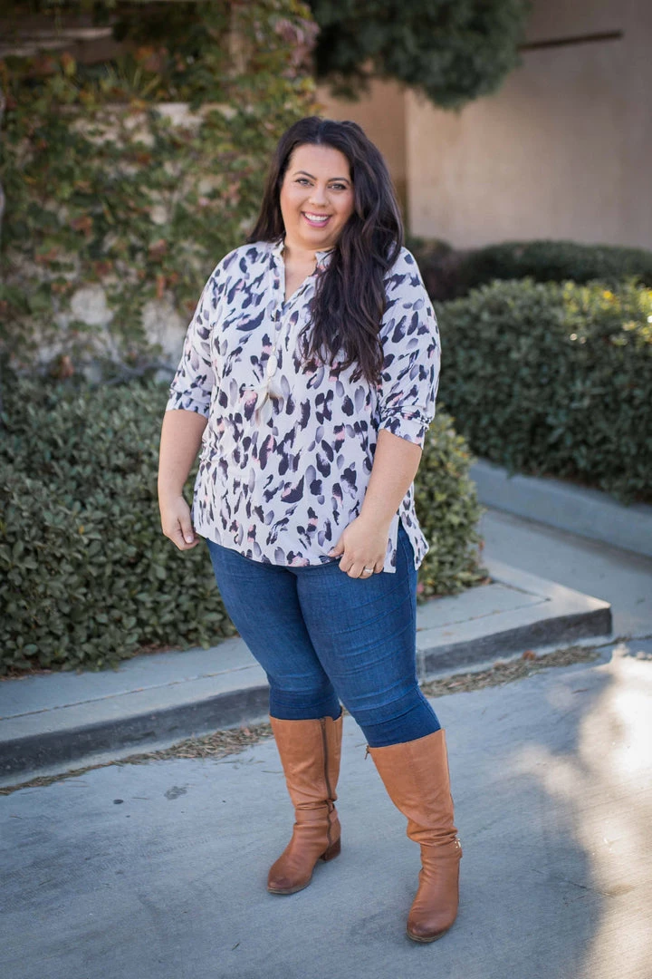 Boutique Simplified New Arrivals Finger Painting In The Dark 3/4 Sleeve Top 4 Boutique Simplified New Arrivals Finger Painting In The Dark 3/4 Sleeve Top