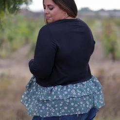 Boutique Simplified Winter Blooms Peplum Top New Arrivals