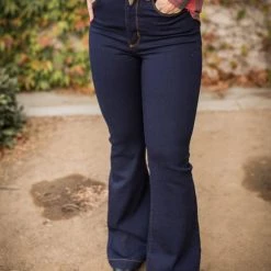Boutique Simplified Daydreaming Dark Denim Flare Jeans New Arrivals