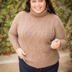 Boutique Simplified New Arrivals Winning The Race Cable Knit Sweater In Mocha