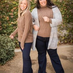 Boutique Simplified New Arrivals Winning The Race Cable Knit Sweater In Mocha