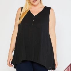 Iris & Rainbow Boutique New Arrivals #M544 Angeline Henley Tunic (Black)