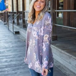 Boutique Simplified New Arrivals Dusty Lavender Floral Hoodie