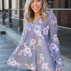 Boutique Simplified New Arrivals Dusty Lavender Floral Hoodie