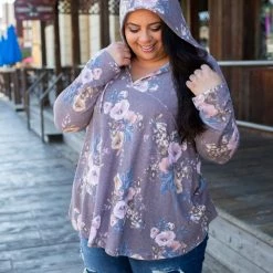 Boutique Simplified New Arrivals Dusty Lavender Floral Hoodie