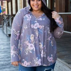 Boutique Simplified New Arrivals Dusty Lavender Floral Hoodie