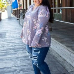 Boutique Simplified New Arrivals Dusty Lavender Floral Hoodie