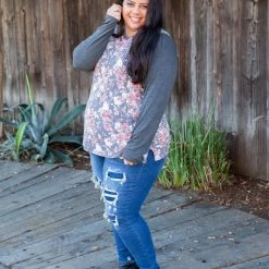 Boutique Simplified Ring Around The Roses Long Sleeve Top