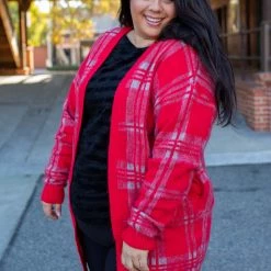 Boutique Simplified Mad About Plaid Sweater Cardigan