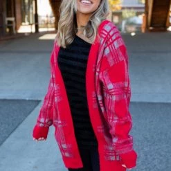 Boutique Simplified Mad About Plaid Sweater Cardigan