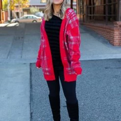 Boutique Simplified Mad About Plaid Sweater Cardigan