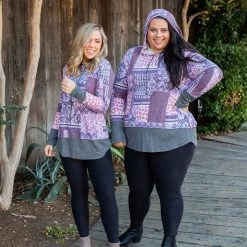 Boutique Simplified Purple Patchwork Hoodie