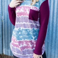 Boutique Simplified Part The Seas Waffle Knit Top New Arrivals