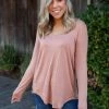 Boutique Simplified Everyday Long Sleeve Tee In Taupe