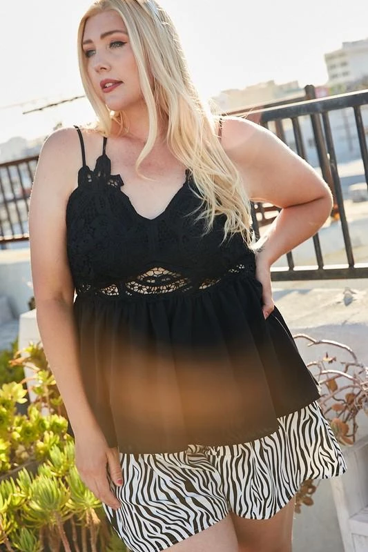 Boutique Simplified Opal Lace Trim Cami Top In Black 11 Boutique Simplified Opal Lace Trim Cami Top In Black