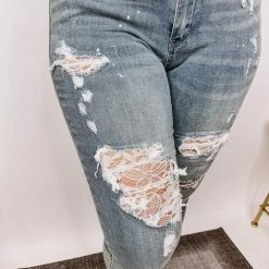 Iris & Rainbow Boutique New Arrivals #N271 Lace Patch Judy Blue Skinny Jeans