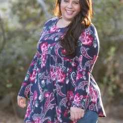 Boutique Simplified Paisley Marie Babydoll Top