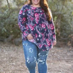 Boutique Simplified Paisley Marie Babydoll Top