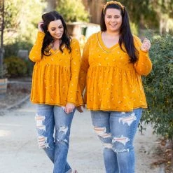 Boutique Simplified Golden Sunrise Babydoll Top New Arrivals