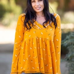 Boutique Simplified Golden Sunrise Babydoll Top New Arrivals