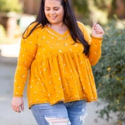 Boutique Simplified Golden Sunrise Babydoll Top New Arrivals