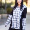Boutique Simplified New Arrivals Houndstooth Long Sleeve Top