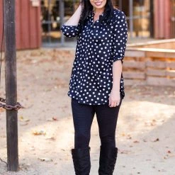 Boutique Simplified Dot Off The Press 3/4 Sleeve Top 14 Boutique Simplified Dot Off The Press 3/4 Sleeve Top