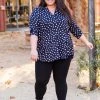 Boutique Simplified Dot Off The Press 3/4 Sleeve Top