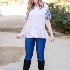 Boutique Simplified New Arrivals Sandy Tropics Peplum Top