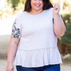 Boutique Simplified New Arrivals Sandy Tropics Peplum Top