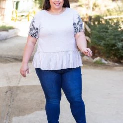 Boutique Simplified New Arrivals Sandy Tropics Peplum Top