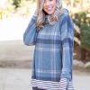 Boutique Simplified Teal Me About It Plaid Thumbhole Tunic New Arrivals