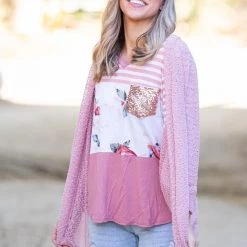Boutique Simplified New Arrivals Making Me Blush Popcorn Knit Cardigan
