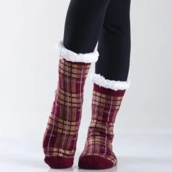 Boutique Simplified Plaid Fleece Lined Socks New Arrivals
