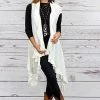 Iris & Rainbow Boutique #L529 Dreamy Ruffle Vest Cardigan (White) New Arrivals