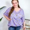 Iris & Rainbow Boutique #M997 Lavender Flowers Top