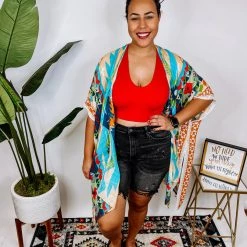 Iris & Rainbow Boutique New Arrivals #N322 Western Inspired Ethnic Motif Kimono