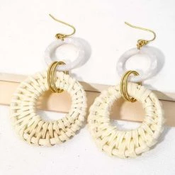 Boutique Simplified Basket Weaved Drop Earrings